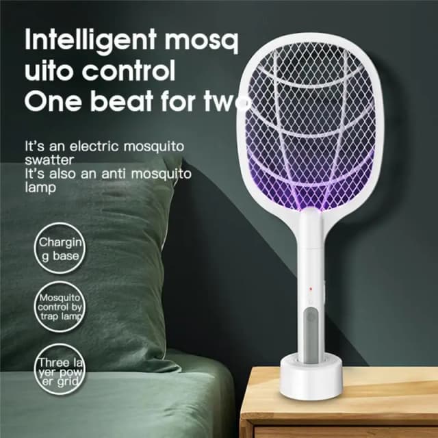 Rechargeable Electric Mosquito Killer Racket 2 In 1 LED Flash Light