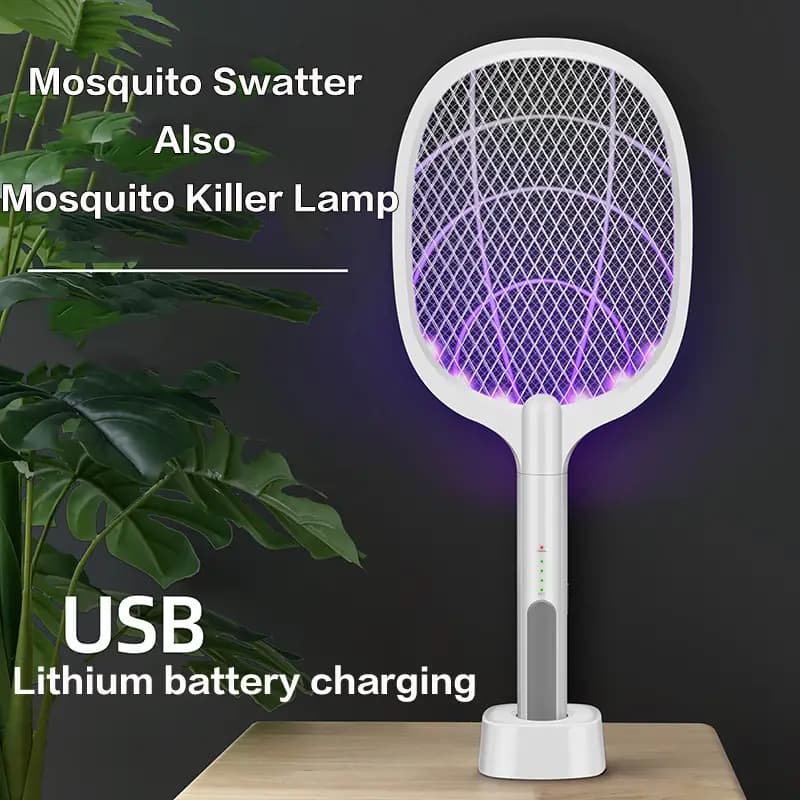 Rechargeable Electric Mosquito Killer Racket 2 In 1 LED Flash Light