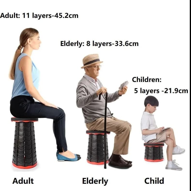 Portable Retractable Stool Telescoping Folding Chair For Outdoor Activities